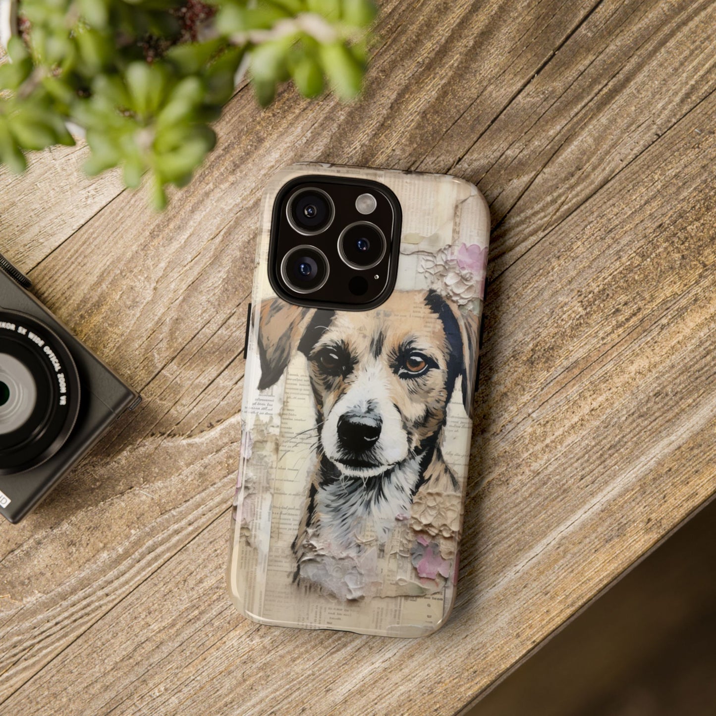 Vintage Collage Dog Portrait Mobile Cover – Artistic Mixed Media Design