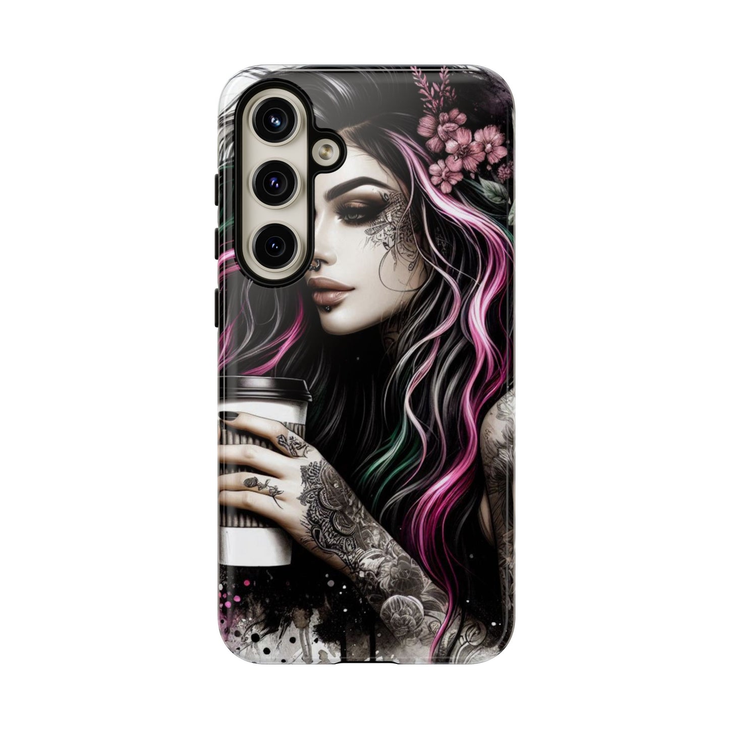 Tattooed Serenity – Gothic Coffee Lover Mobile Cover