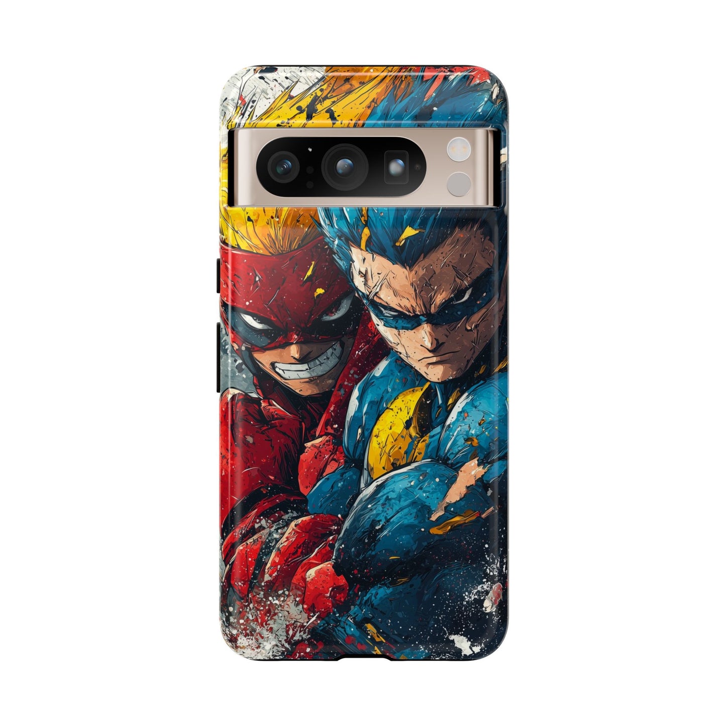 Comic Clash: Superhero Duo | Action, Power, Justice, Heroes, Manga Style Phone Case for iPhone, Samsung & Pixel