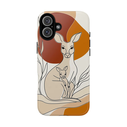 Outback Love: Kangaroo & Joey Line Art Phone Case for iPhone, Samsung & Pixel
