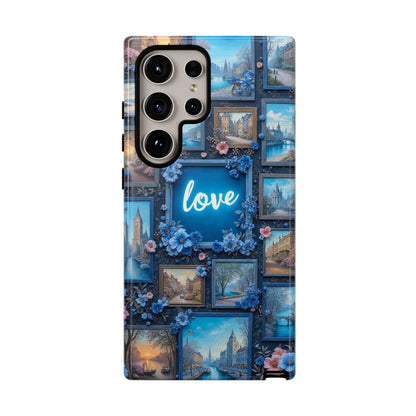 Blue Floral Love Frame Phone Case