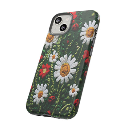 Knitted Pattern With Diamonds And Festive Motifs On Navy phone case design.