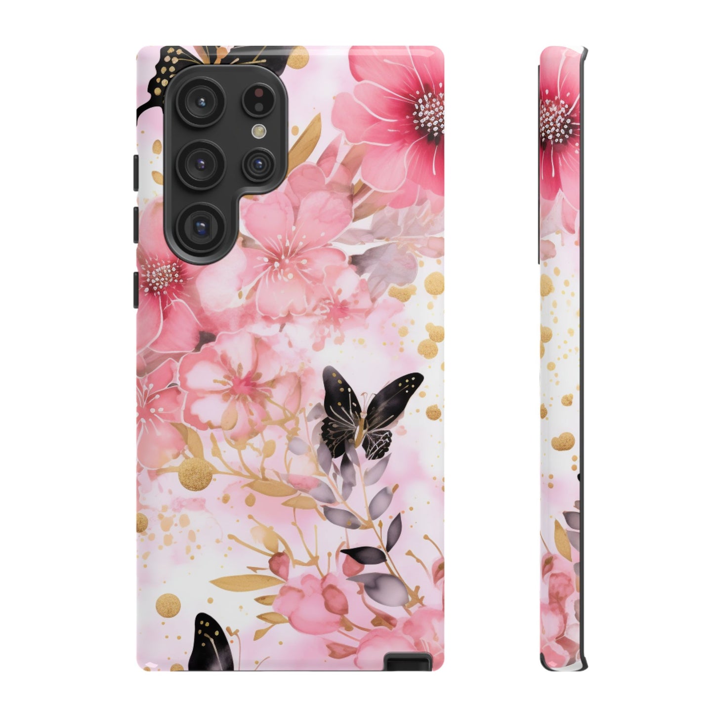 Pink Blossom & Gold Butterfly Mobile Case