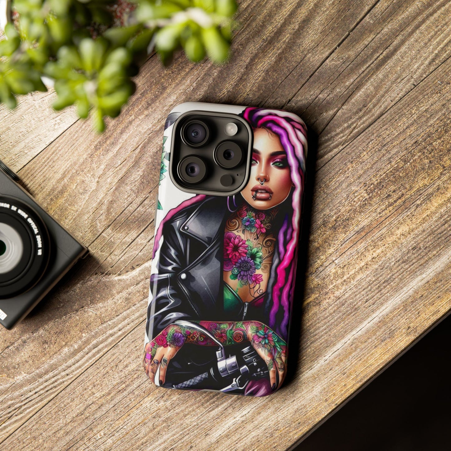 Neon Rebel – Vibrant Biker Queen Mobile Cover