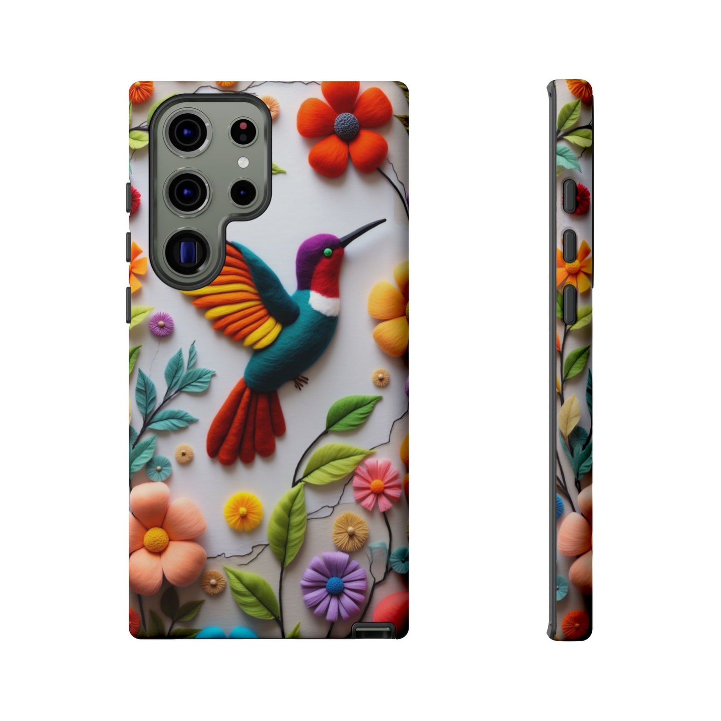 Embroidered Hummingbird with Floral Design | Nature's Elegant Stitch | iPhone 16 Pro