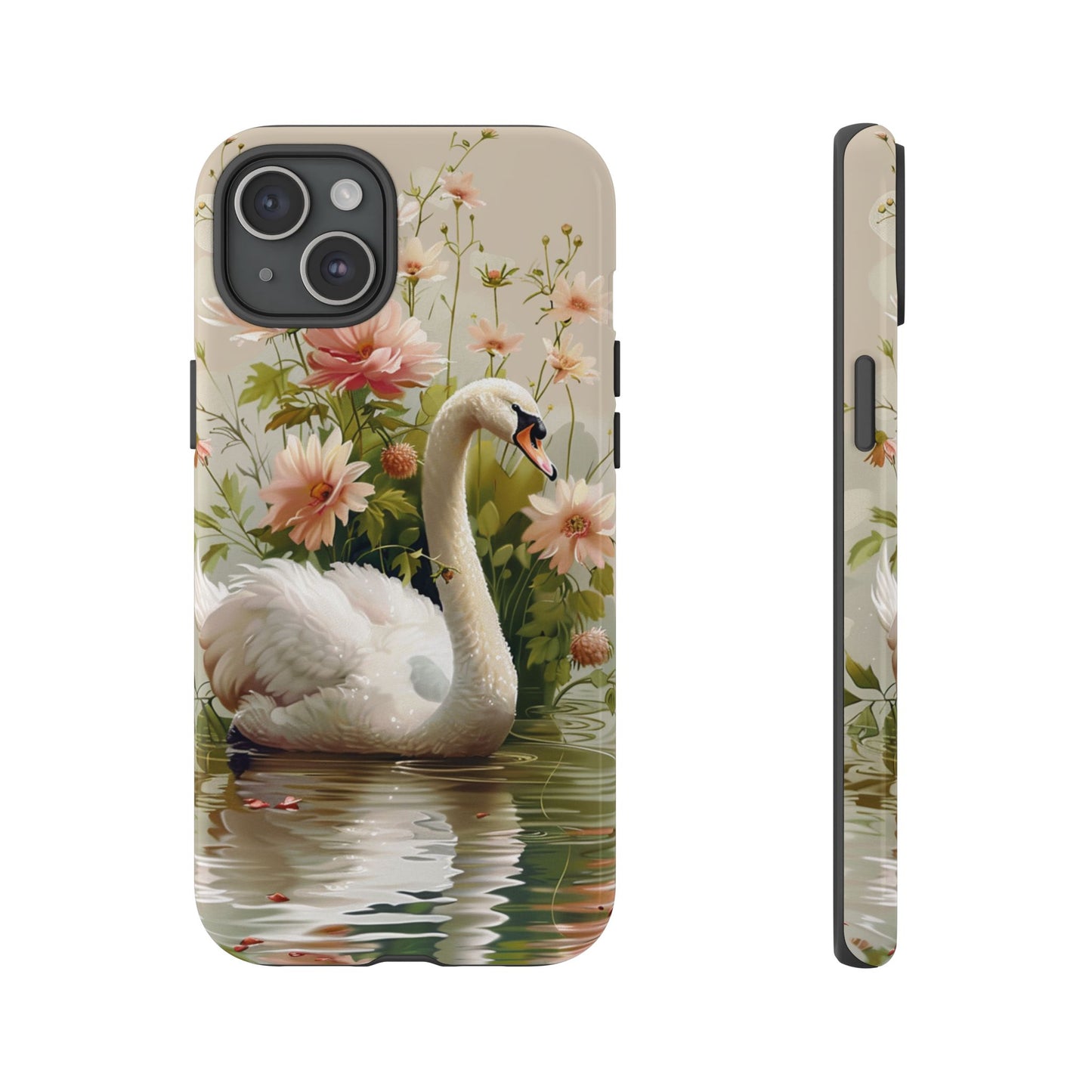 Floral Swan Phone Case – Bird Phone Case, Elegant & Protective for iPhone, Samsung & Google Pixel