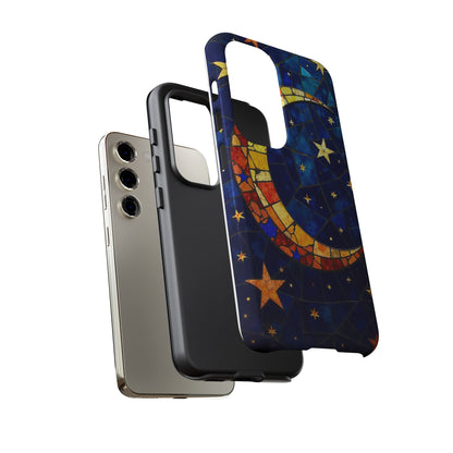 Celestial Crescent: Vibrant Moon and Stars Phone Case
