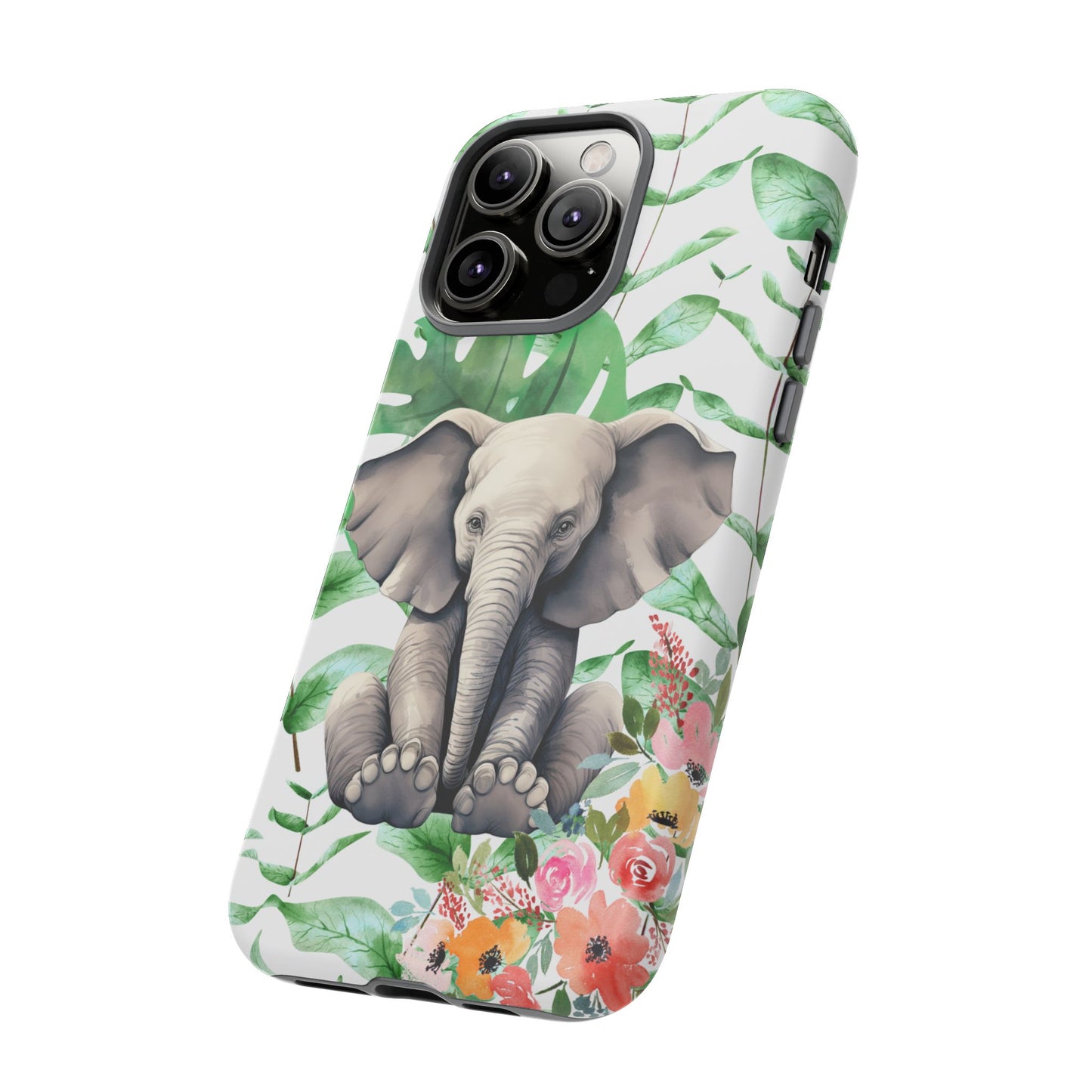 Cute Baby Elephant Mobile Cover – Floral & Tropical Aesthetic
