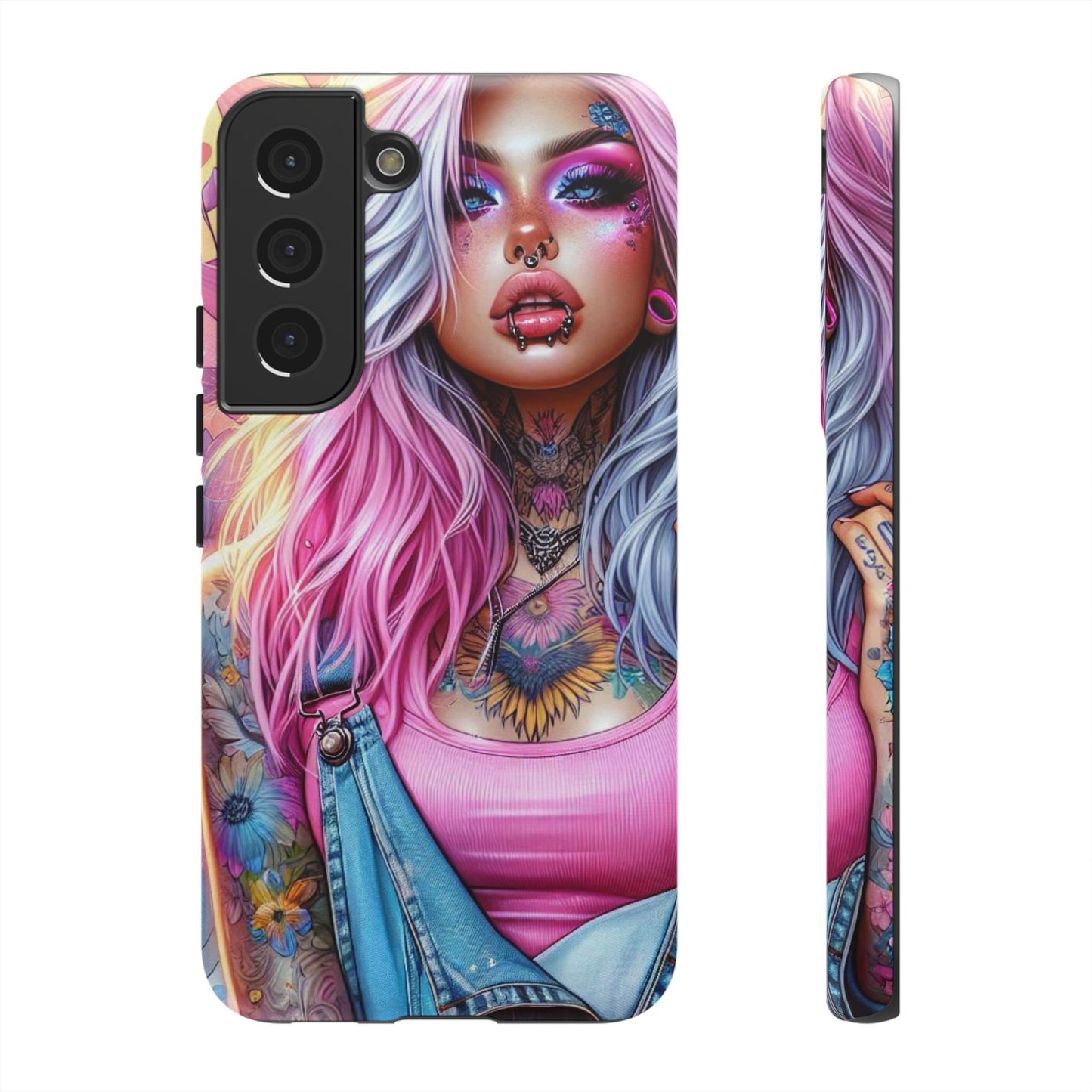 Sunset Glow – Pastel Punk & Floral Ink Mobile Cover