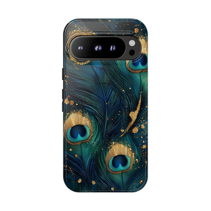 Elegant Peacock Feather Luxe Phone Case for iPhone, Samsung & Google Pixel