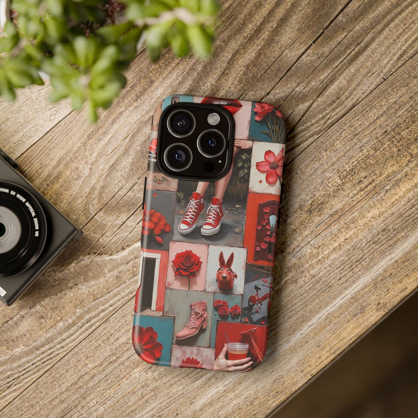 Red Sneakers & Roses Collage Phone Case