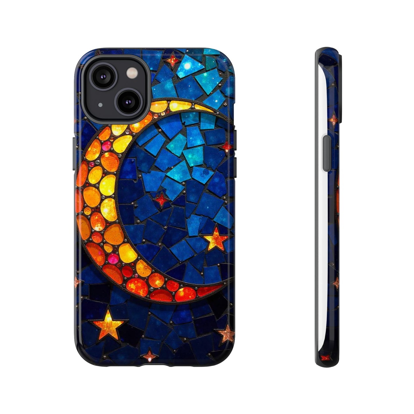 Lunar Glow: Vibrant Moon and Starry Night