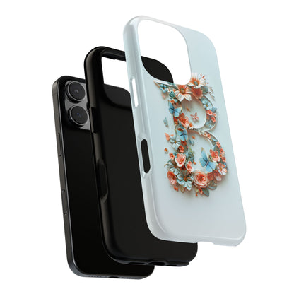Floral Letter B Phone Case – Personalized Aesthetic Cover for iPhone, Samsung & Google Pixel
