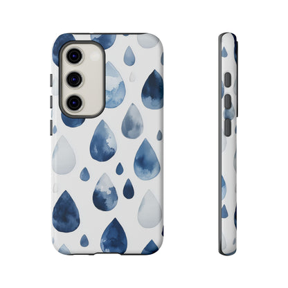 Indigo Rain Drops Watercolor Phone Case for iPhone, google Pixel & Samsung