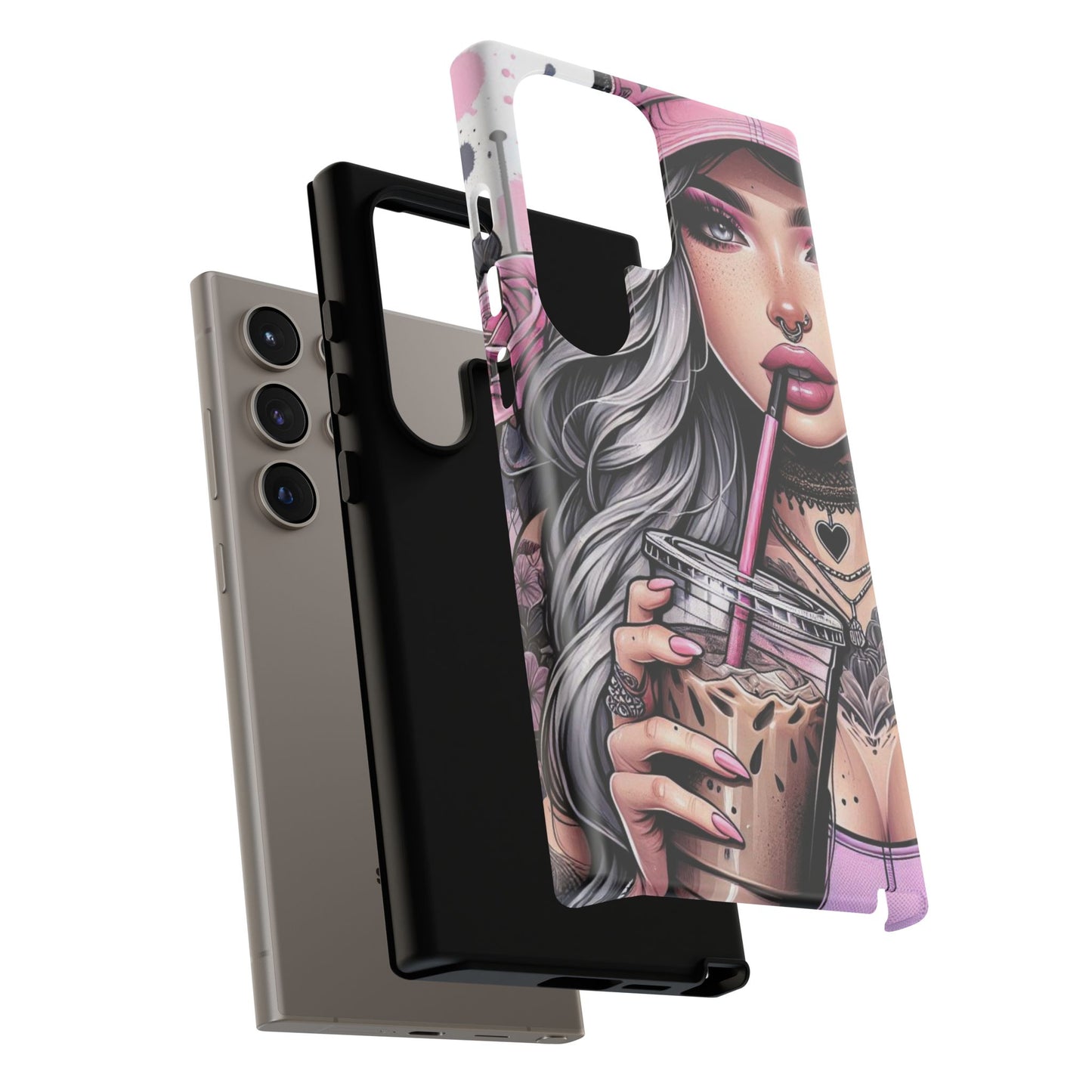 Pink Aesthetic Rebel – Iced Coffee & Inked Beauty Mobile Cover