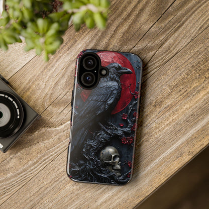 Gothic Sculpture Of Raven On Charcoal Tree Branch phone case design