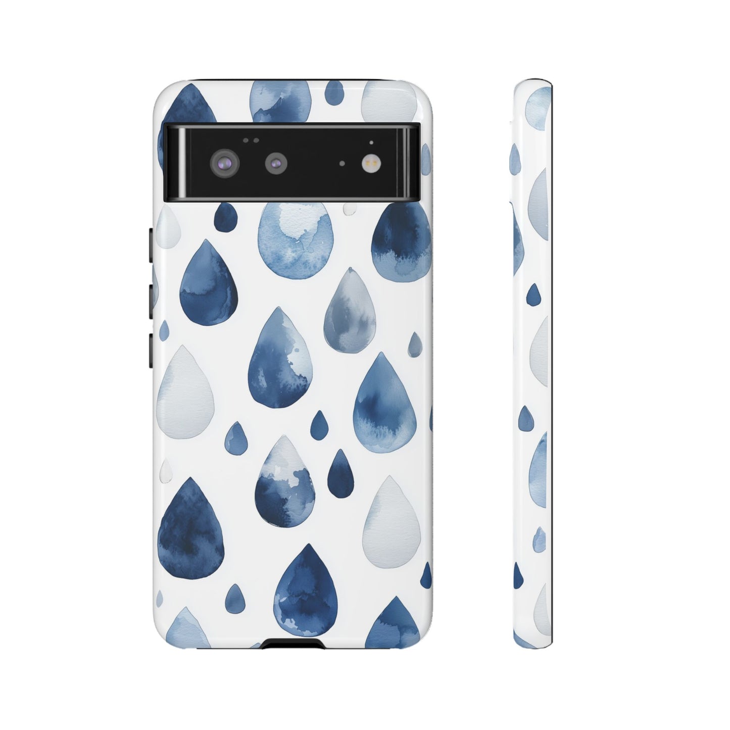 Indigo Rain Drops Watercolor Phone Case for iPhone, google Pixel & Samsung