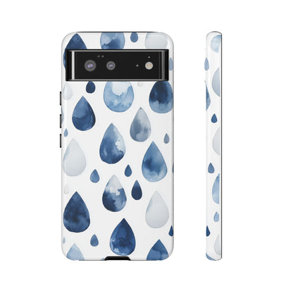 Indigo Rain Drops Watercolor Phone Case for iPhone, google Pixel & Samsung