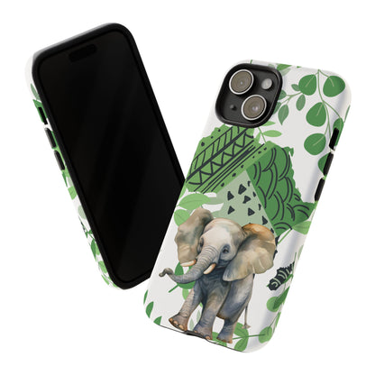 Playful Baby Elephant Mobile Cover – Tropical Boho Art