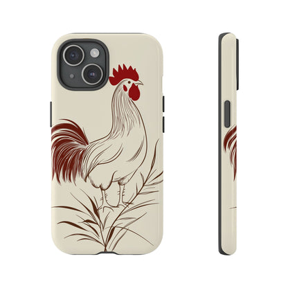 Golden Dawn Rooster: Minimalist Farmstead Charm Case for iPhone, Samsung & Pixel