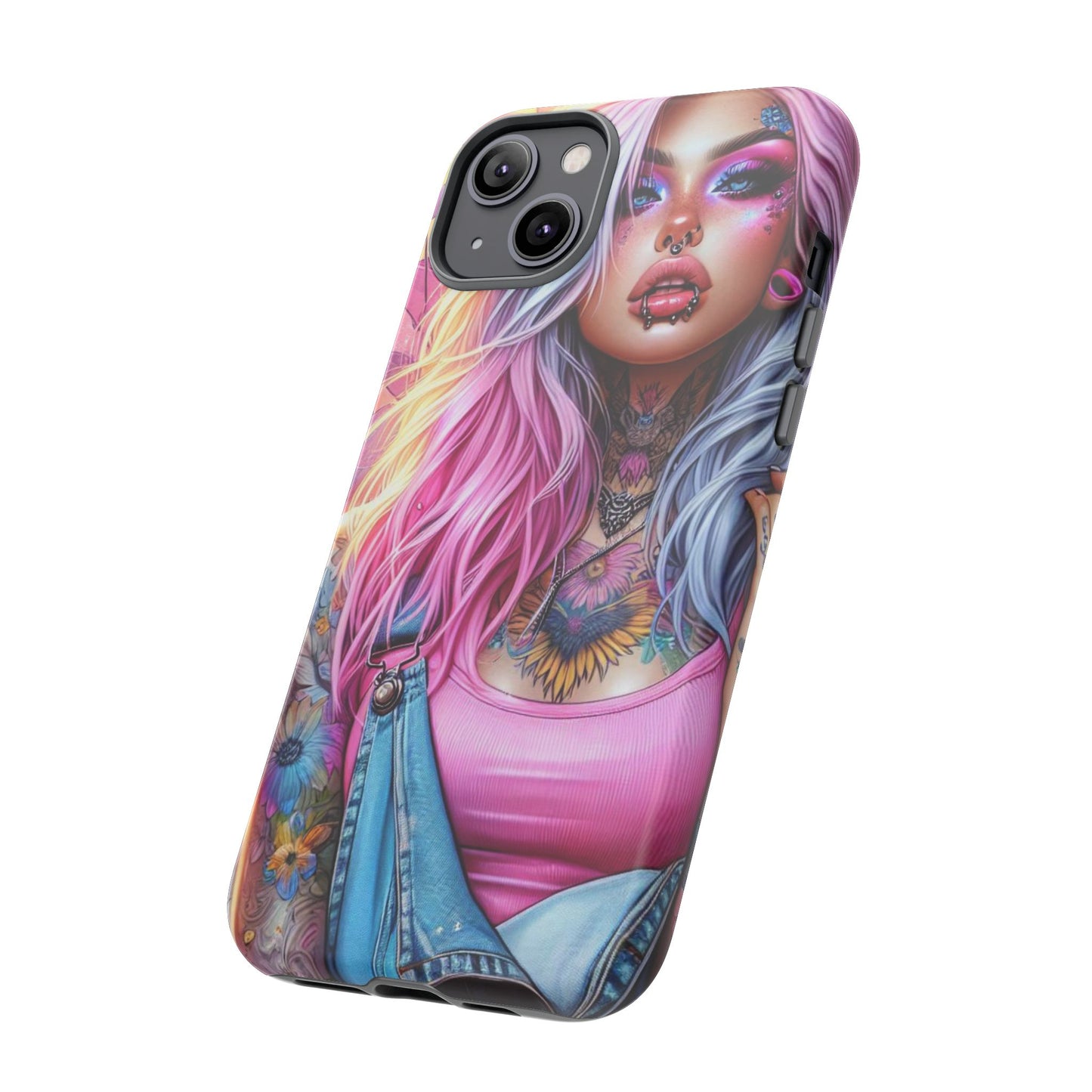 Sunset Glow – Pastel Punk & Floral Ink Mobile Cover