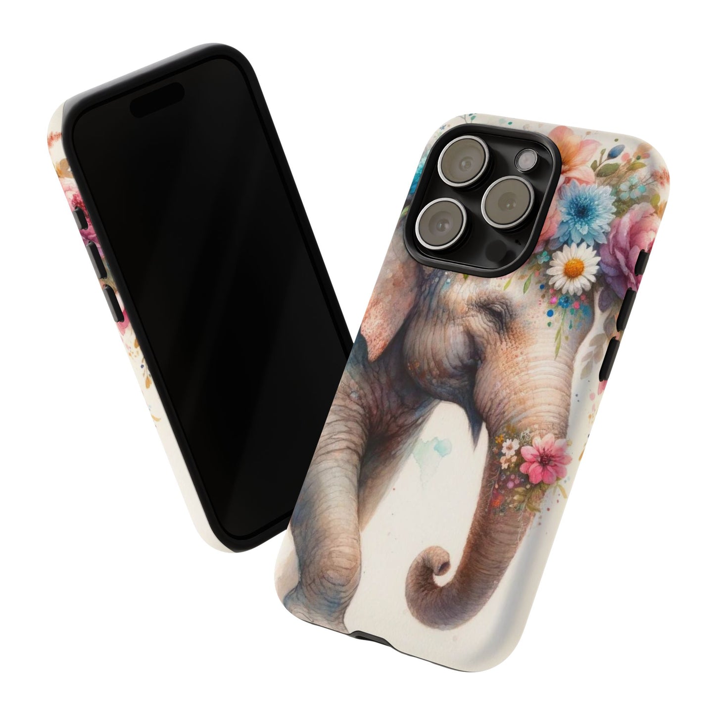 Joyful Floral Elephant Mobile Cover – Whimsical Watercolor Art