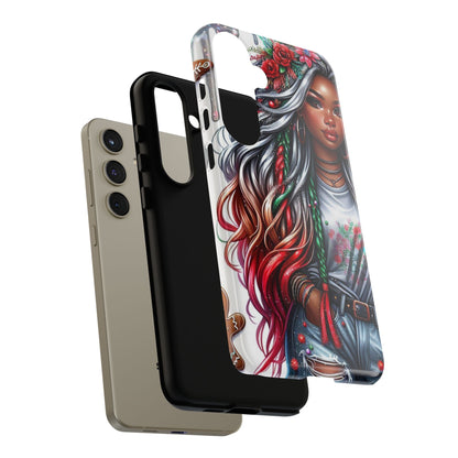 Festive Boho Queen – Holiday Glow & Candy Cane Braids Mobile Cover