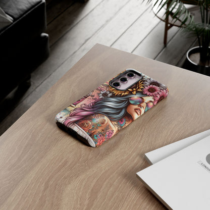 Retro Boho Wanderer – Sunflower Hippie Van Mobile Cover