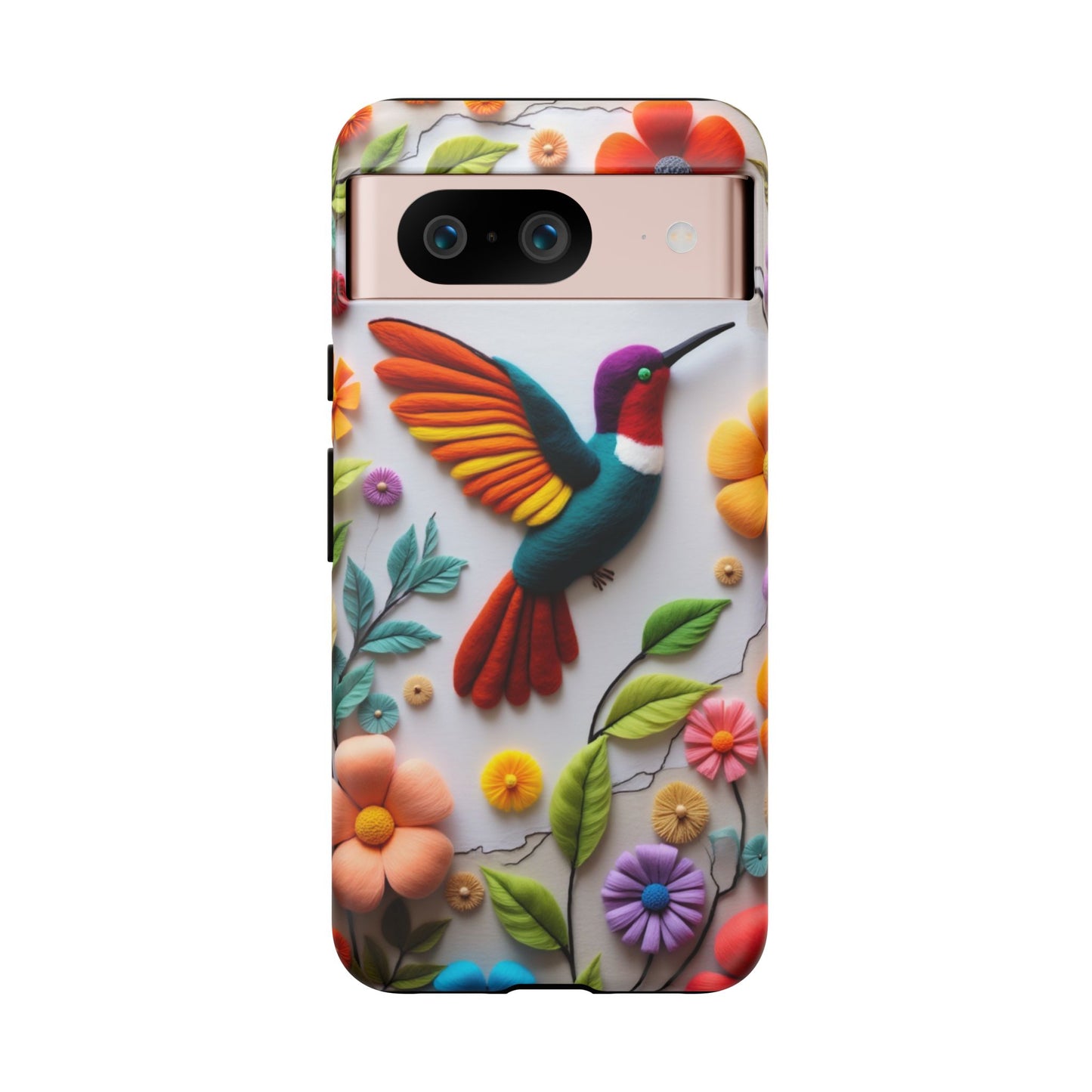 Embroidered Hummingbird with Floral Design | Nature's Elegant Stitch | iPhone 16 Pro