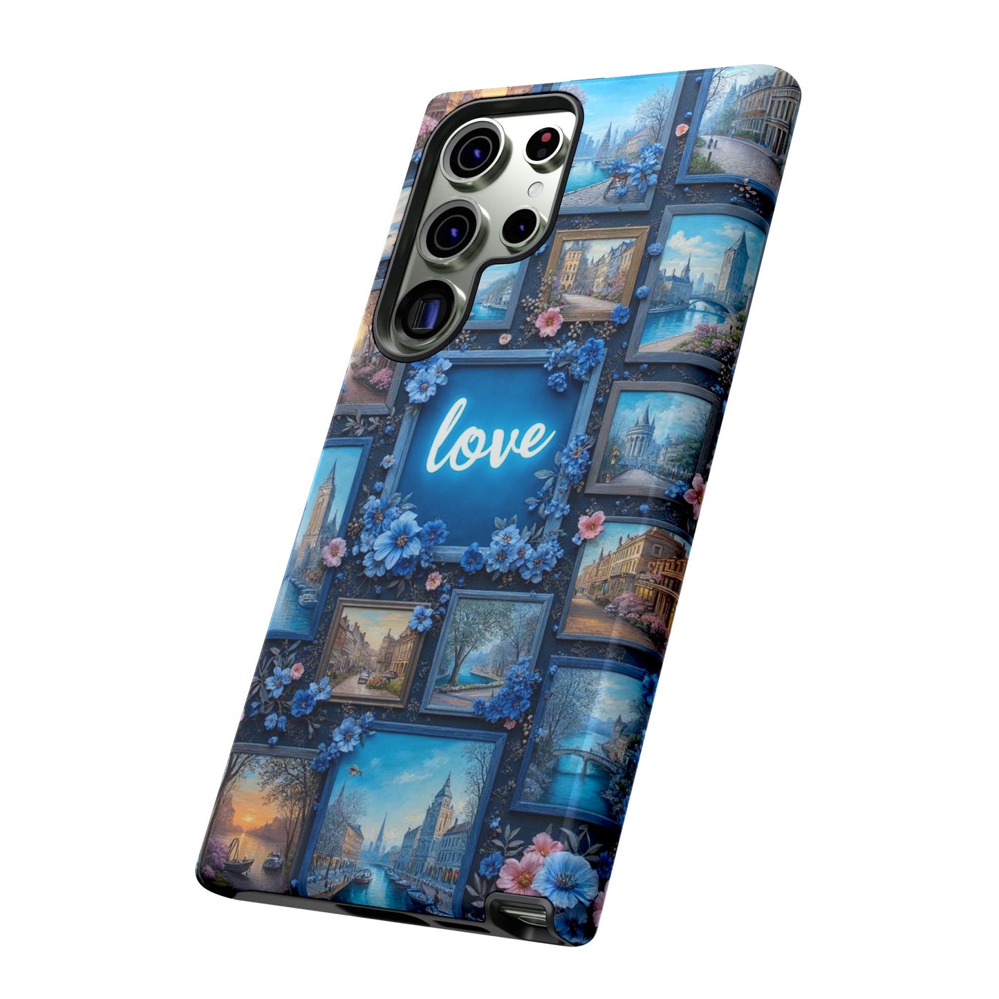 Blue Floral Love Frame Phone Case