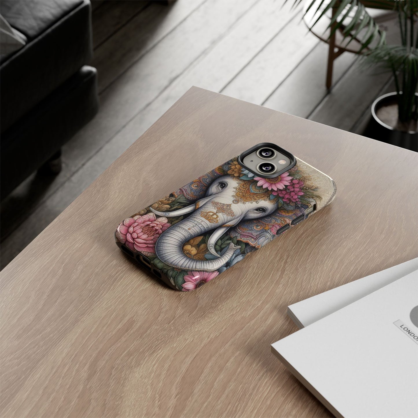 Elegant Floral Elephant Mobile Cover – Royal Mandala Art
