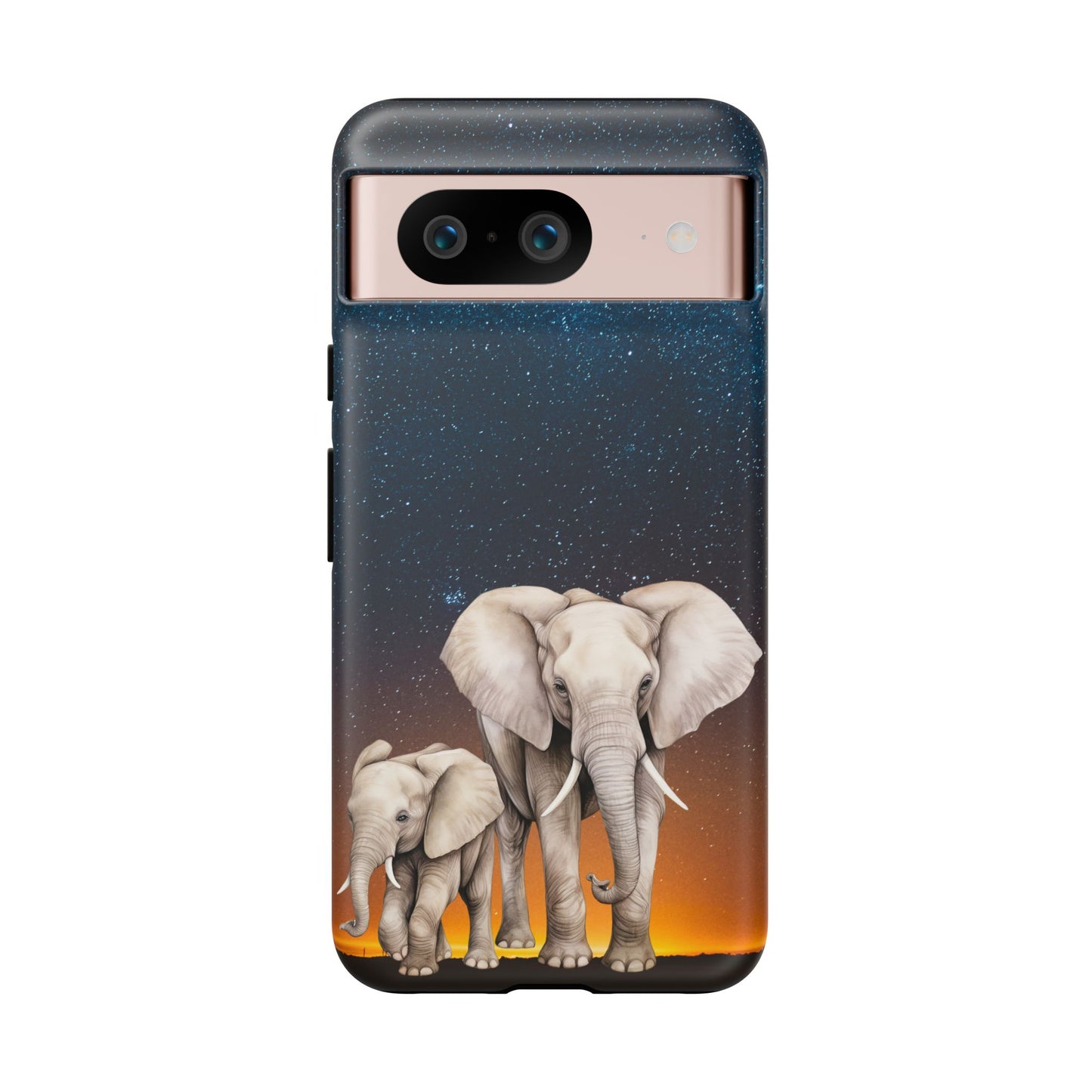 Starry Safari Elephant Family Mobile Cover – Cosmic Wildlife Aesthetic