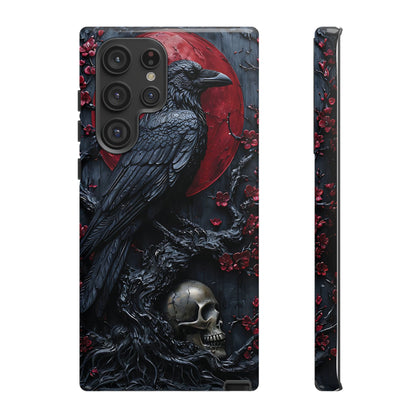 Gothic Sculpture Of Raven On Charcoal Tree Branch phone case design