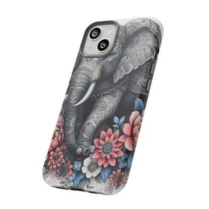 Mandala Elephant Mobile Cover – Elegant Black & White Floral Art