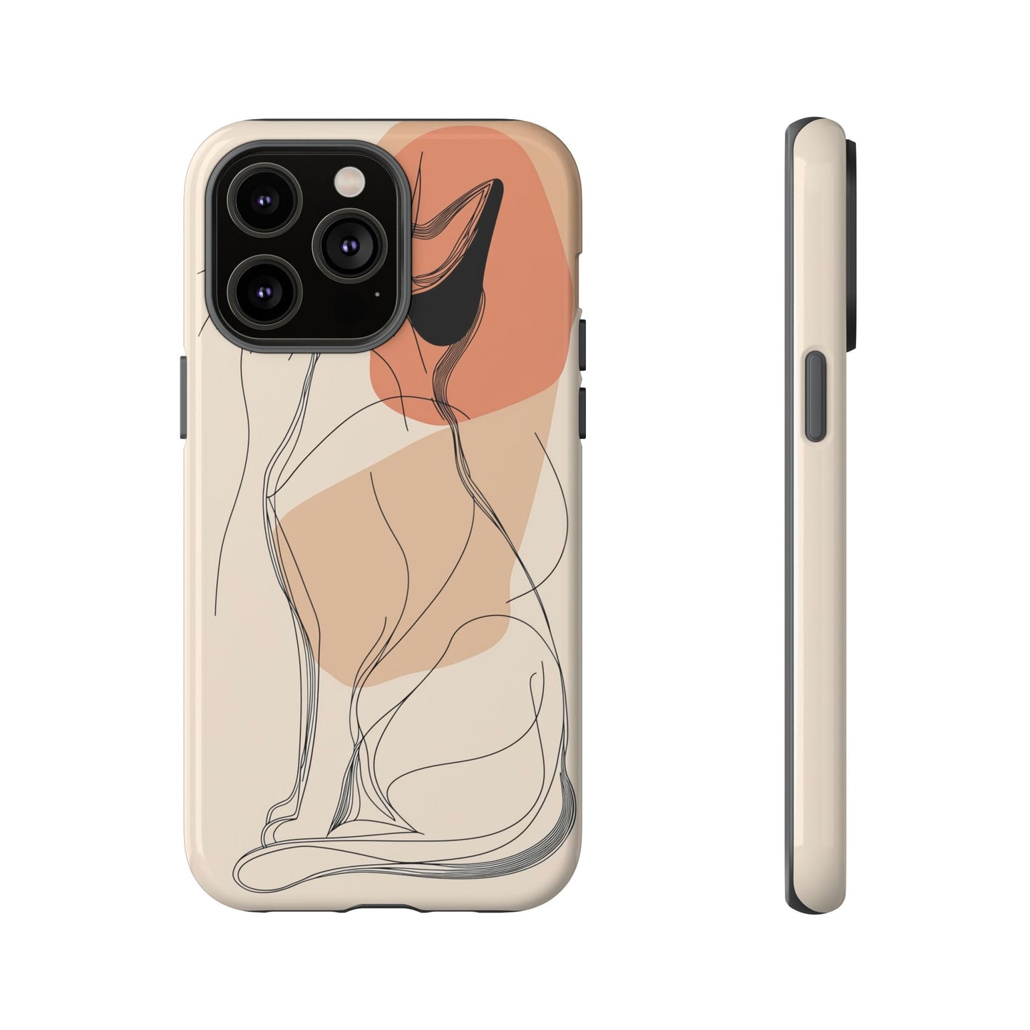 Graceful Cat Outline: Abstract Whiskered Beauty Phone Case for iPhone, Samsung & Pixel