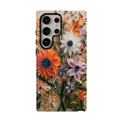 Intricate Quilled Floral Artwork In Vibrant Colors phone case design.
