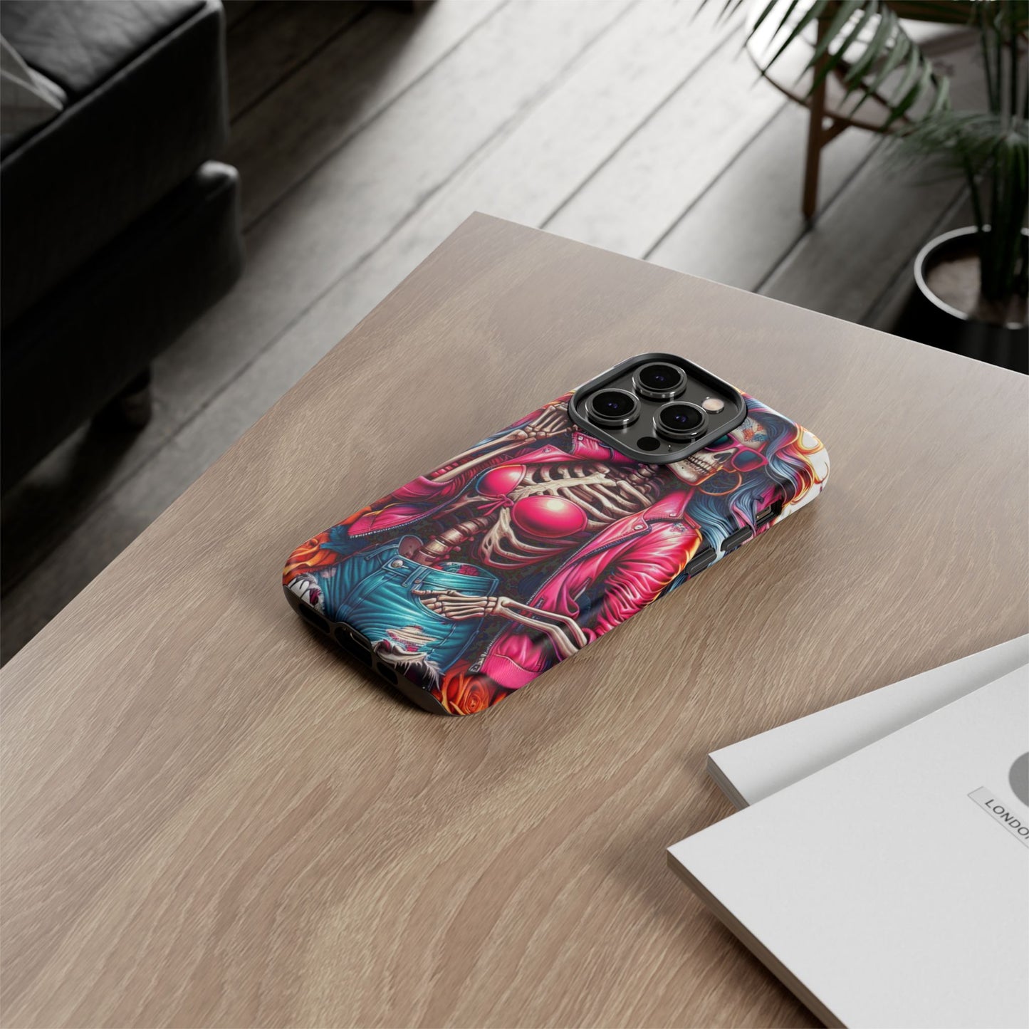 Neon Bones – Retro Skeleton & Vibrant Punk Aesthetic Mobile Cover