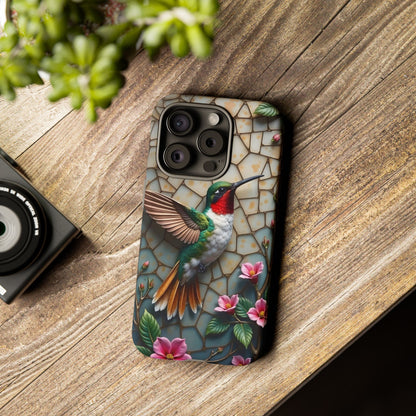 Vivid Hummingbird with Blossoming Branches | Artistic Mosaic Style