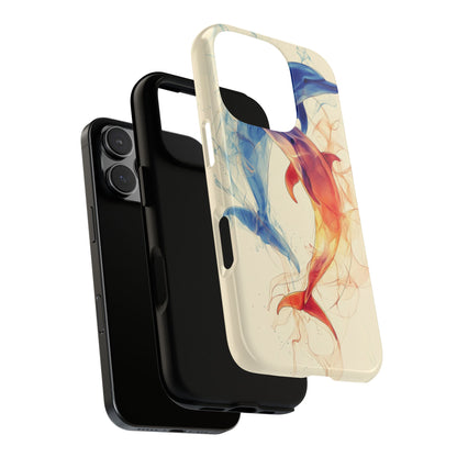 Elemental Dolphins: Fire & Water Fusion Phone Case for iPhone, Samsung & Pixel