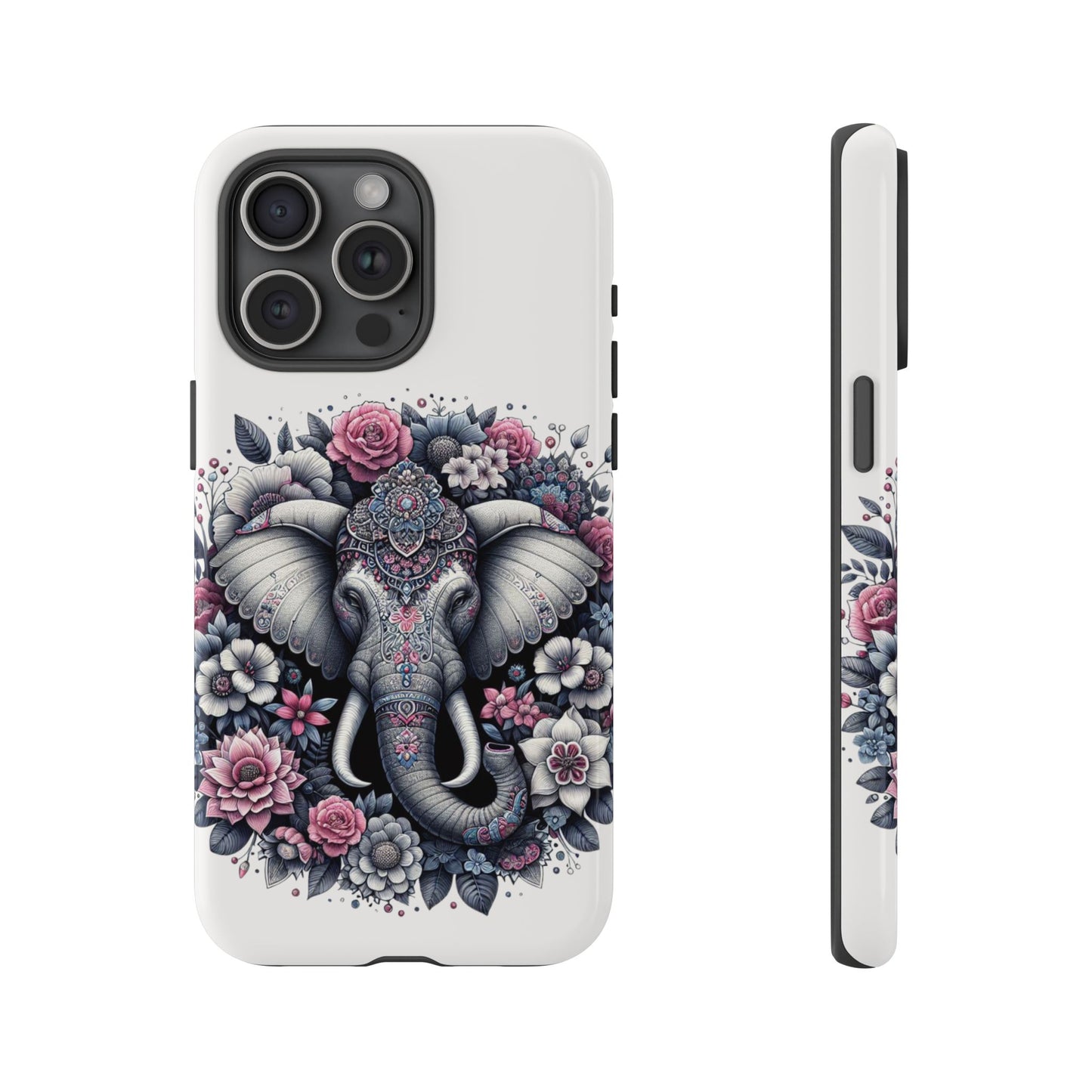 Ornate Floral Elephant Mobile Cover – Elegant Bohemian Art
