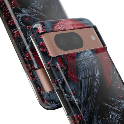 Gothic Sculpture Of Raven On Charcoal Tree Branch phone case design
