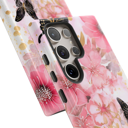 Pink Blossom & Gold Butterfly Mobile Case