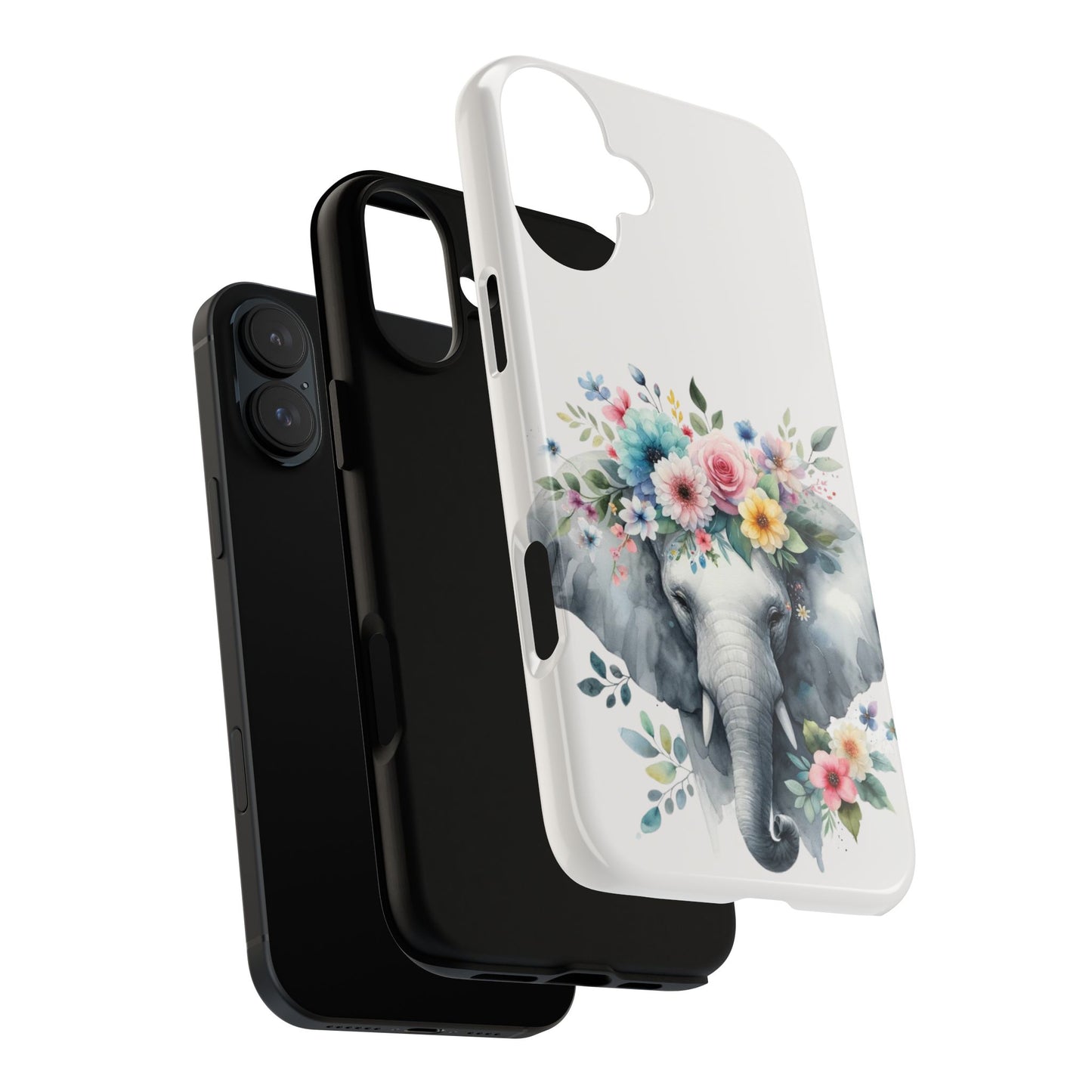 Floral Crown Elephant Mobile Cover – Elegant Watercolor Art