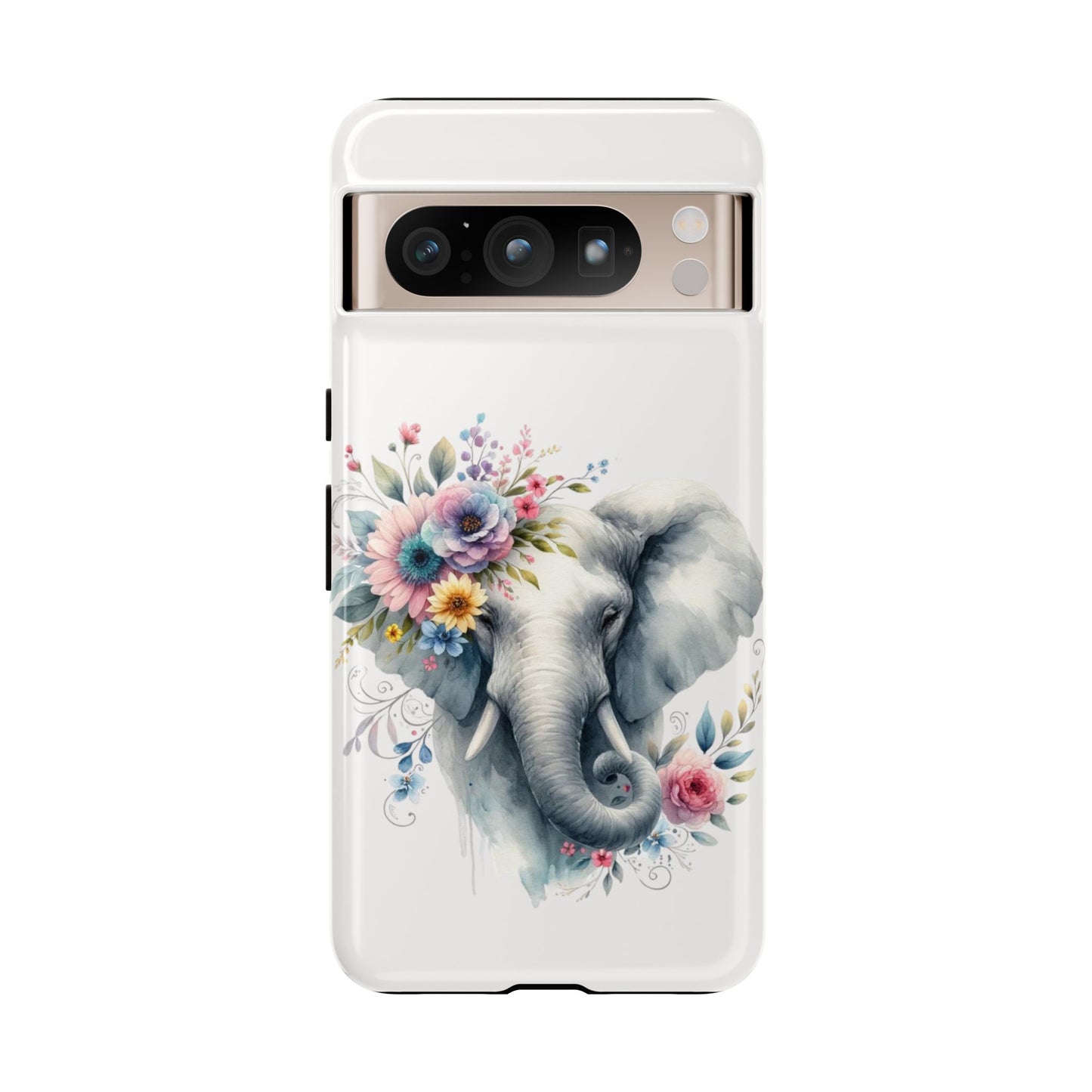 Floral Elephant Mobile Cover – Elegant Watercolor Art