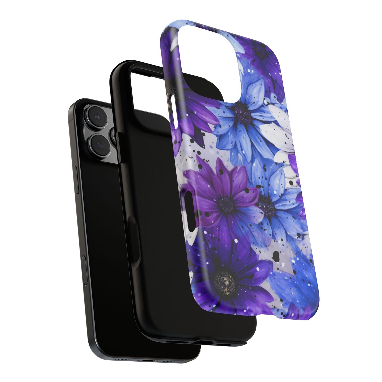 Blue & Purple Floral Splash Mobile Cover – Elegant Artistic Flowers