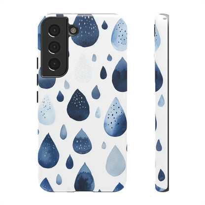 Indigo Rain Drops Watercolor Phone Case for iPhone, google Pixel & Samsung