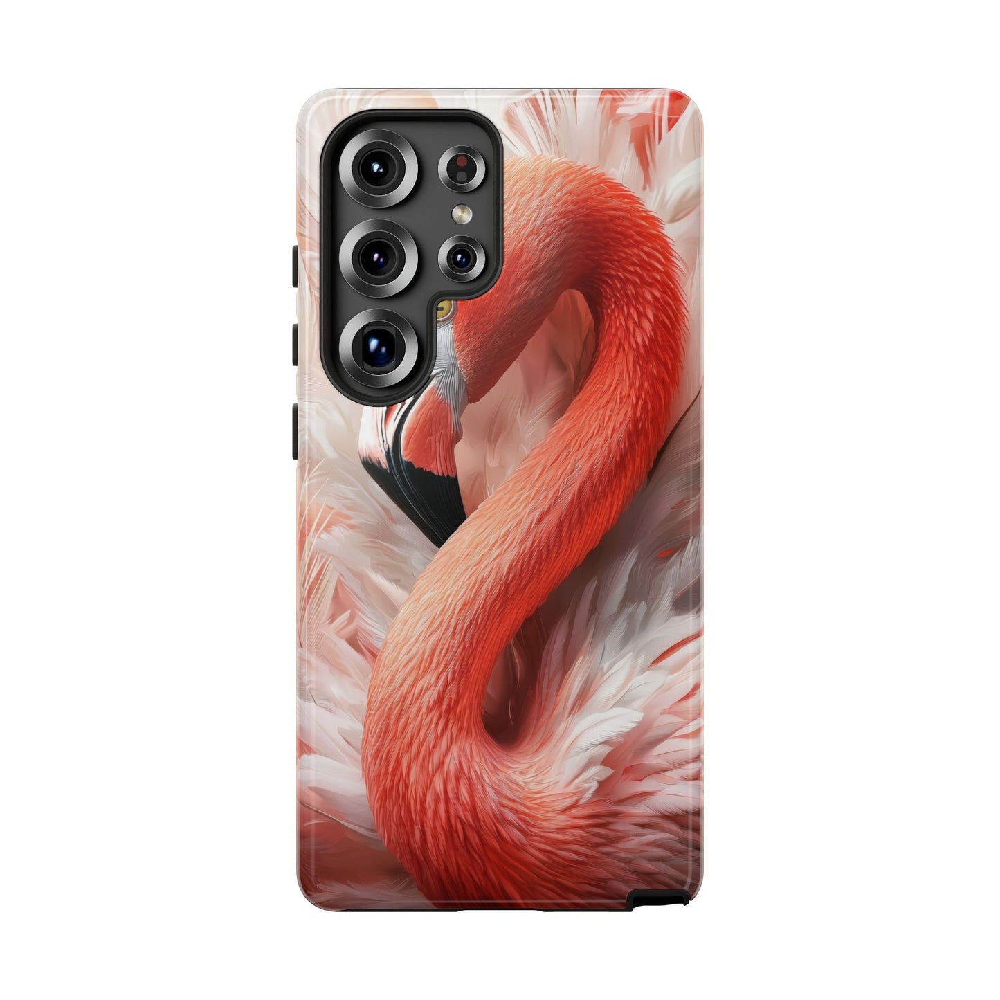 Elegant Flamingo Feather Phone Case for iPhone, Samsung & Google Pixel