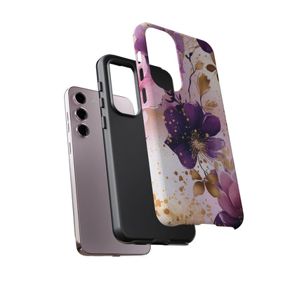 Luxury Purple & Gold Floral Aesthetic Mobile Case