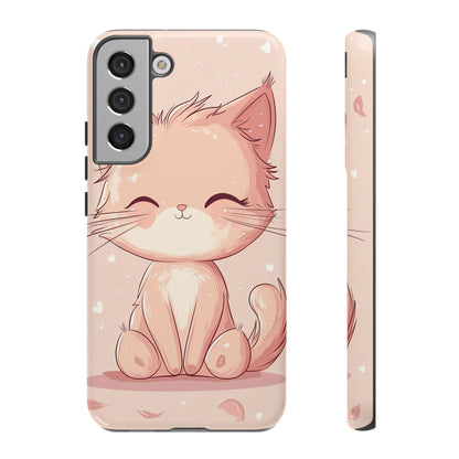 Kawaii Blush Kitty – Chibi Anime Cat Phone Case for iPhone, Samsung & Pixel