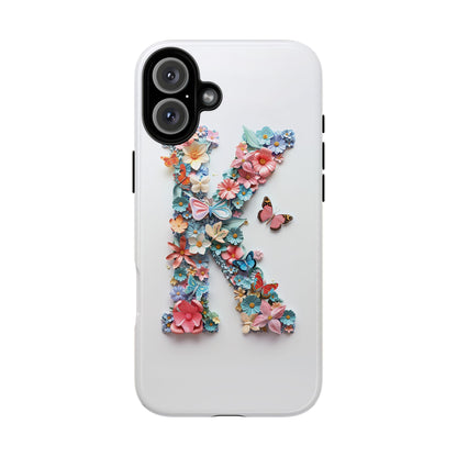 Floral Letter K Phone Case – Personalized Aesthetic Cover for iPhone, Samsung & Google Pixel